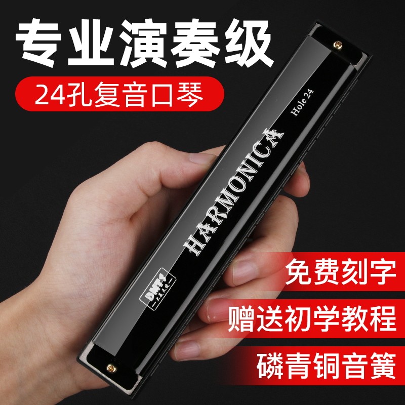 24孔口琴复音初学者学者学生儿童成人自学入门c调口风琴演奏乐器