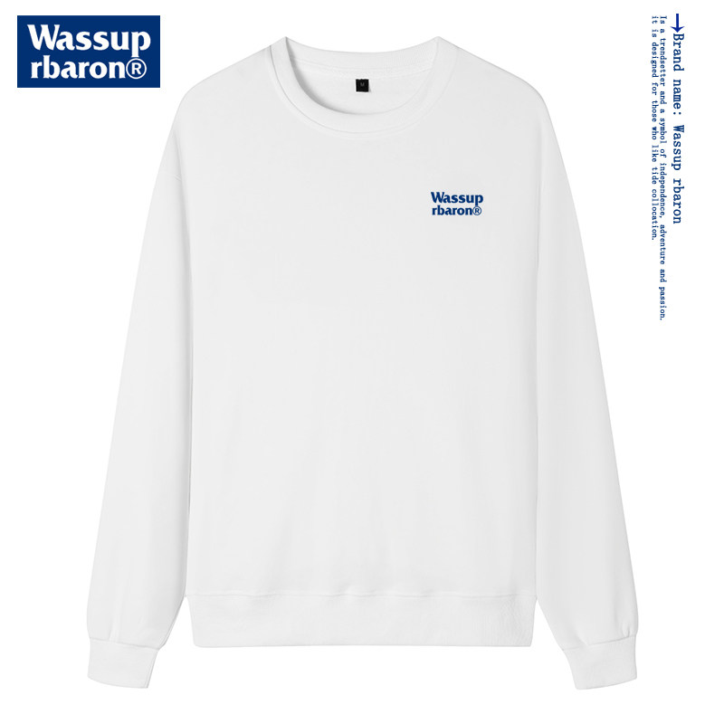 브랜드 선택 | WASSUP RBARON 라운드 넥 스웨트 셔츠 남성 봄 가을 겨울 순수 코튼 다용도 긴팔 바닥 셔츠