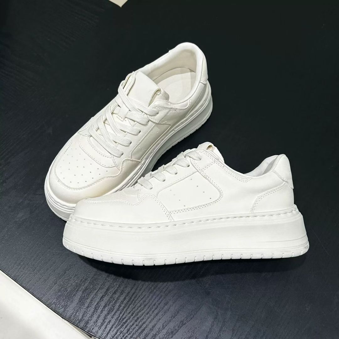 洗水马皮厚底增高百搭小白鞋女