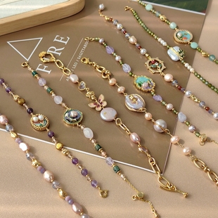 巴洛克天然珍珠油画手链轻奢小众设计感宫廷风高级感复古手串手饰