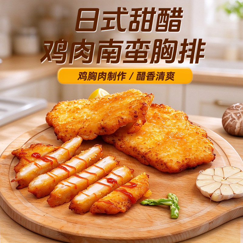 春雪日式甜醋鸡肉南蛮胸排空气炸锅半成品油炸小吃快餐汉堡鸡肉卷