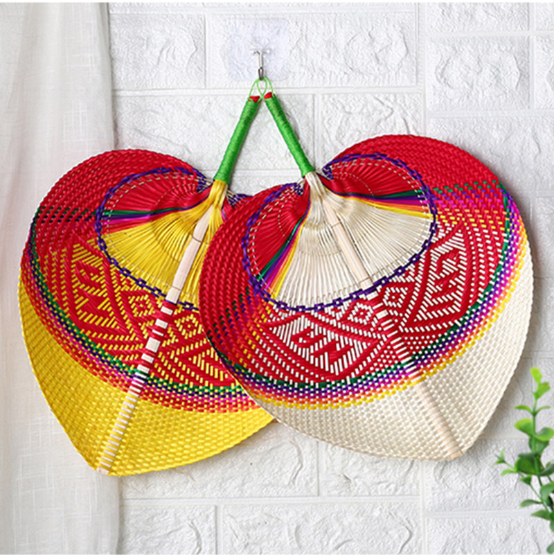 수제 대나무 직조 공예 부채 대형 부들 부채 짠 부채 장   부채 모기 구충제 휴대용 부채 절묘한 부채