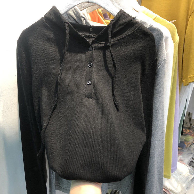 时尚减龄极简纯色德绒优质亲肤帽衫秋冬新款百搭气质连帽显瘦上衣