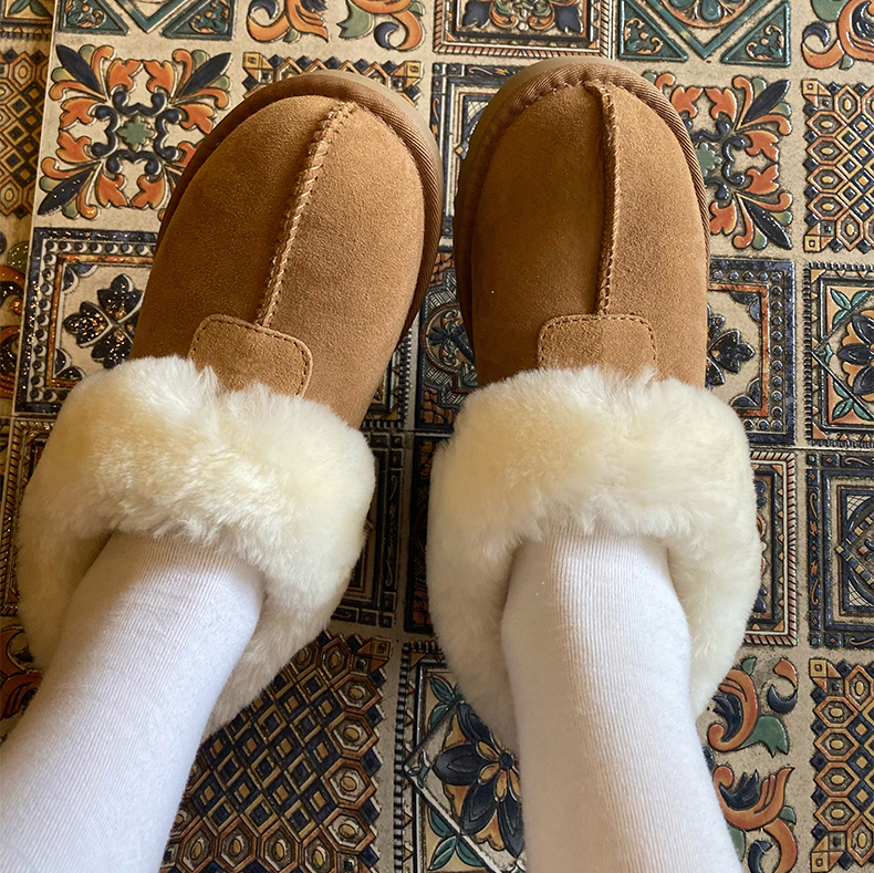 桑坡雪地靴女羊皮毛一体休闲舒适加绒加厚保暖塔茨特棉鞋女外穿