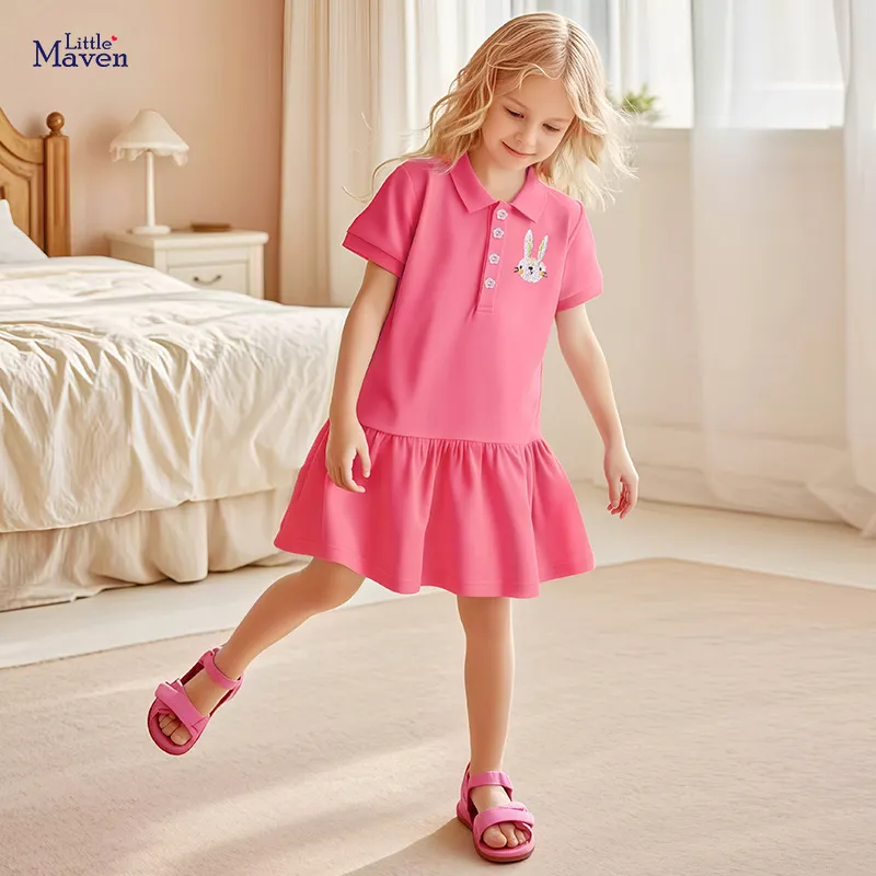 Little maven欧美短袖女童连衣裙夏季可爱儿童裙子纯棉儿童连衣裙