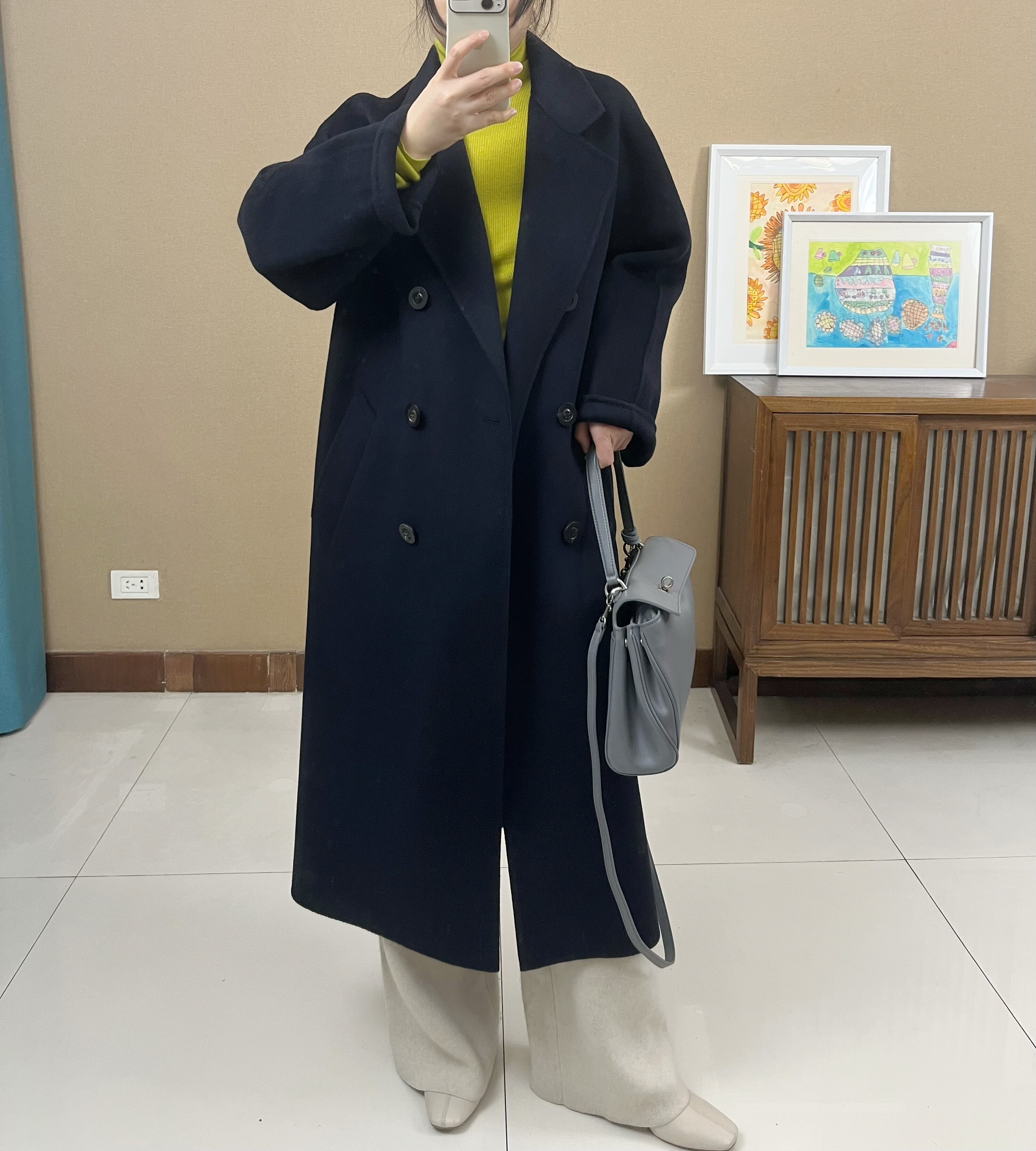 2025新款羊毛大衣女中长款双面羊绒大衣女西装领毛呢外套经典801