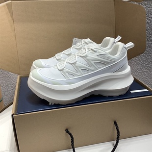 情侣cdg联名ins厚底增高老爹鞋女超轻复古休闲运动鞋真皮小白鞋潮