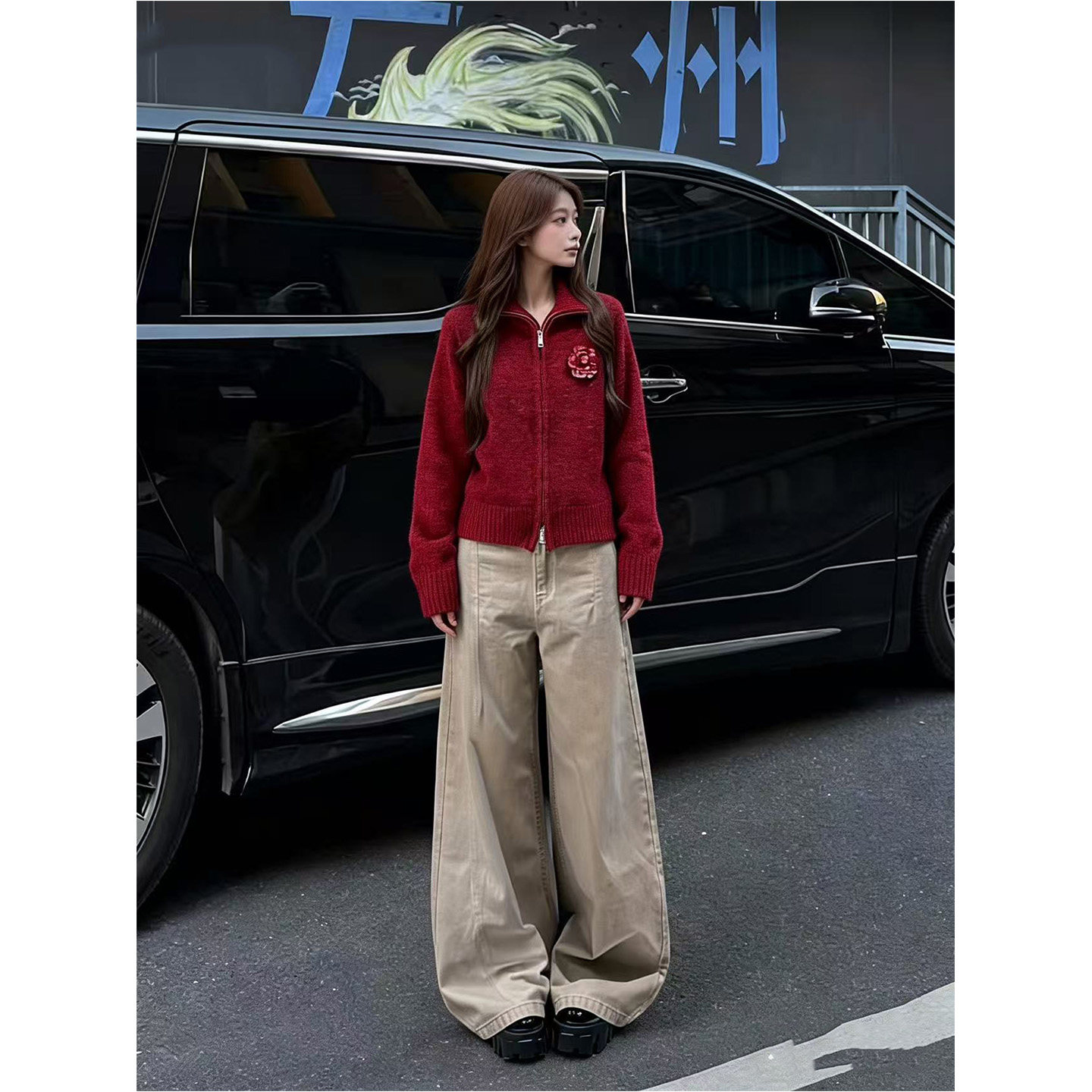 依琳家复古高街卡其色牛仔裤子女2026春季新款加绒加厚宽松阔腿裤,女装/女士精品,牛仔裤,淘宝优惠券,粉丝福利购,淘宝优惠卷