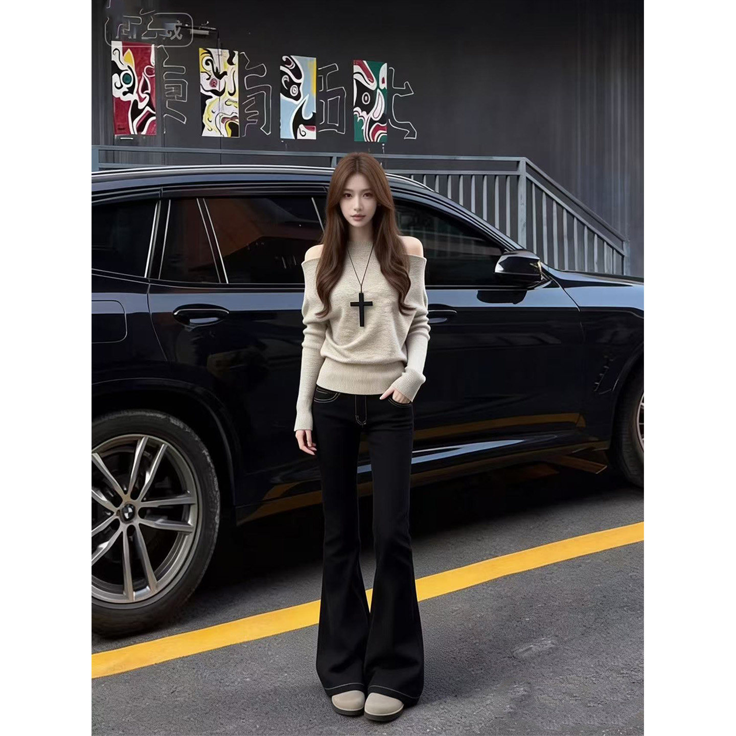 依琳家黑色微喇叭牛仔裤子女2026春季新款窄版低腰梨型身材直简裤,女装/女士精品,牛仔裤,淘宝优惠券,粉丝福利购,淘宝优惠卷