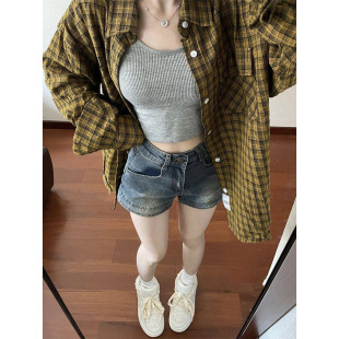 新款 显瘦辣妹A字热裤 美式 女胖mm大码 高街牛仔短裤 依琳家2026春季