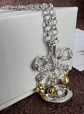 Willa｜圣诞限定！高版本蝴蝶结土星项链个性叠戴风圣诞设计项链