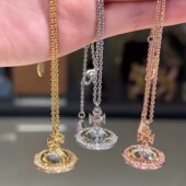 Willa｜满钻立体透明珠中号大号pina土星项链小众高级设计款 项链