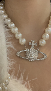 Willa｜高版本同款土星超大颗珍珠镶钻项链夸张设计颈链choker女