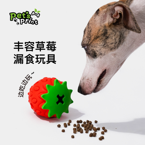 PetsPrint狗狗草莓藏食漏食玩具幼犬小狗益智磨牙洁齿耐咬中大型