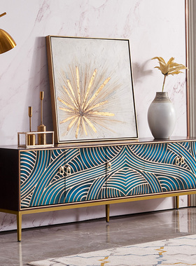 简约现代实木电视柜轻奢茶几电视柜组合美式客厅家具小户型落地柜