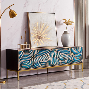 简约现代实木电视柜轻奢茶几电视柜组合美式客厅家具小户型落地柜