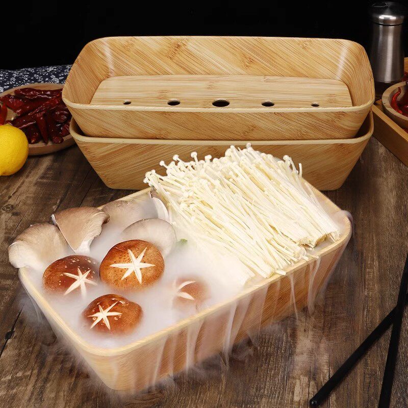一绪和牛寿喜烧密胺木纹干冰盘火锅烤肉店蔬菜拼盘牛肉烧烤肥牛盘
