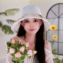 黑色蝴蝶渔夫帽女春秋时尚休闲大帽檐女士防晒帽遮阳遮脸太阳帽子