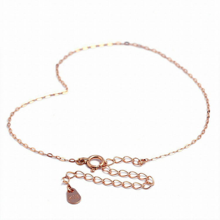 日本18K玫瑰金脚链气质时尚细款椭圆十字链O字链脚饰丨宽1.1mm