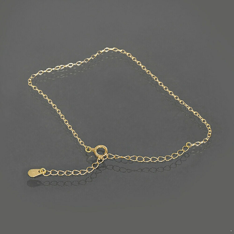 日本18K黄金脚链细款气质时尚2切面喜平链侧身链脚饰丨宽1.0mm