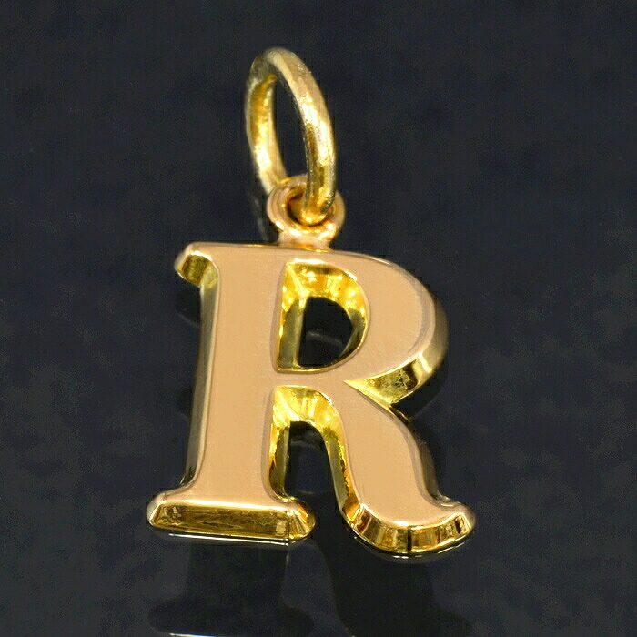 日本18k金黄金吊坠 R 英文颈饰