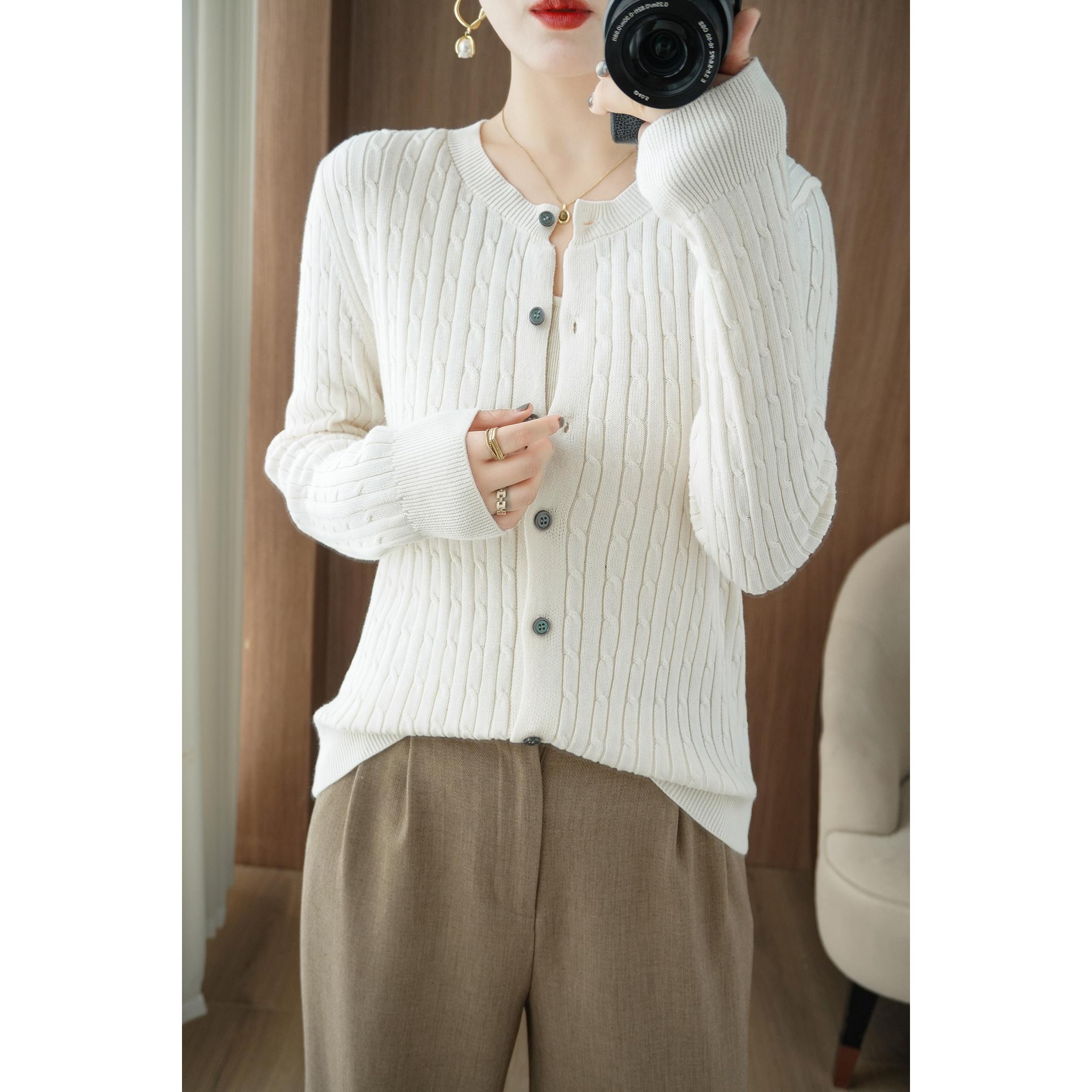 法式复古麻花100%纯棉针