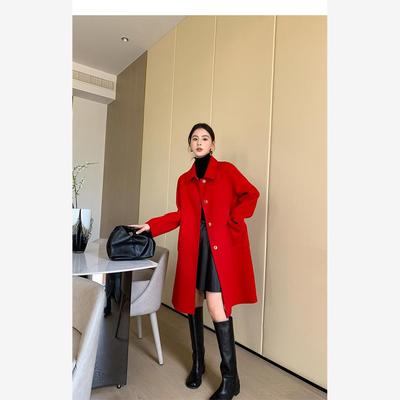 高端双面羊绒大衣女士中
