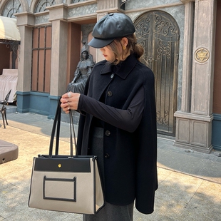 耳朵仔子 全员自留 830g手工斗篷大衣100羊毛外套女