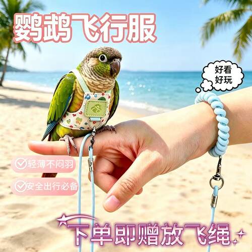 小太阳鹦鹉放飞绳鸟用飞行绳轻薄不闷羽安全防丢手腕带连接绳