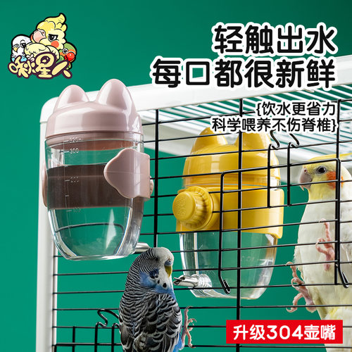 撞针水壶鹦鹉专用饮水器自动喂水横丝虎皮牡丹小鸟食盒挂式喂食器