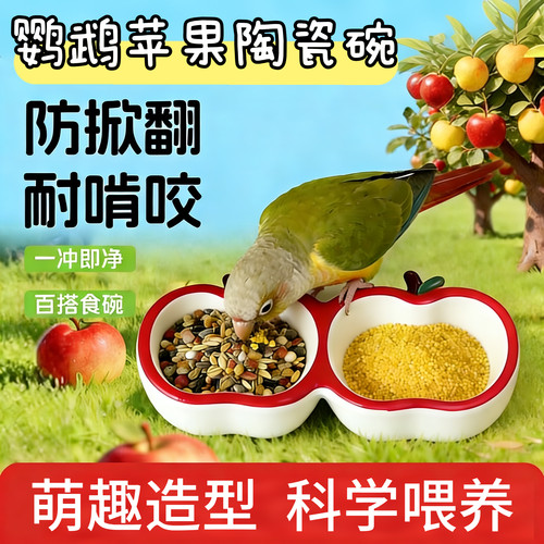 鹦鹉陶瓷碗玄凤和尚喂食器陶瓷小碗虎皮牡丹食罐喂鸟器防溅吃饭碗