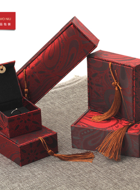 15LSH首饰包装盒流苏盒红腰果盒串珠盒手镯项链盒收纳盒可定LOGO