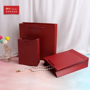 SGS枣红净面三股绳手提袋珠宝首饰包装袋购物纸袋子礼品袋logo