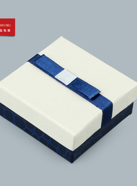 00ZHK方形鳄鱼纹蓝色蝴蝶结纸盒戒指盒耳钉盒饰品盒首饰盒做LOGO