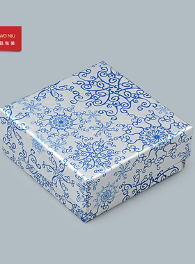 戒指盒蓝色印花饰品戒指盒首饰盒