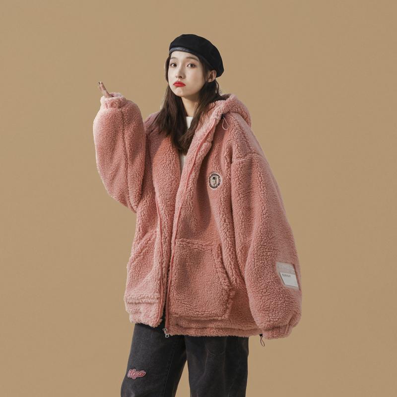 冬季情侣羊羔毛加厚连帽慵懒风棉服男女同款171C-P120,女装棉衣/棉服,星座503-2