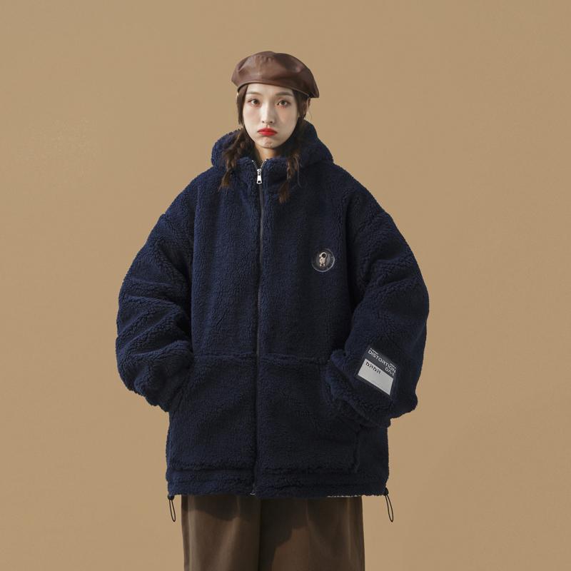 冬季情侣羊羔毛加厚连帽慵懒风棉服男女同款171C-P120,女装棉衣/棉服,星座503-2