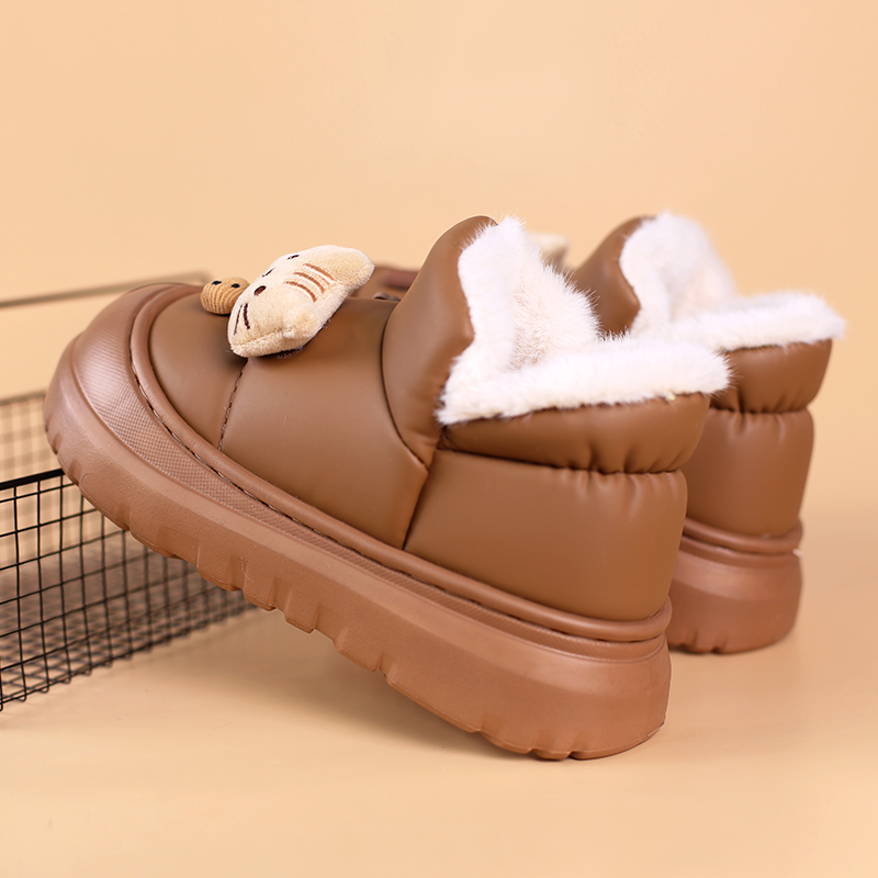 卡通防水PU棉拖鞋包跟高帮雪地靴