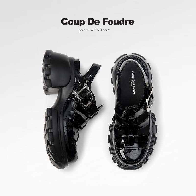 CDF女鞋2024夏季新款真皮半托乐福鞋女增高厚底百搭后空松糕鞋,女鞋,休闲凉鞋,淘宝优惠券,粉丝福利购,淘宝优惠卷