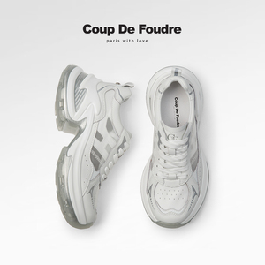 CDF女鞋2025秋季新款舒适百搭银色松糕厚底老爹鞋网红休闲运动鞋