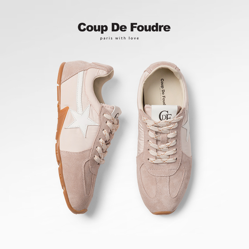 CDF女鞋2025春季新款时尚百搭韩系撞色德训鞋圆头轻便复古休闲鞋 - 封面