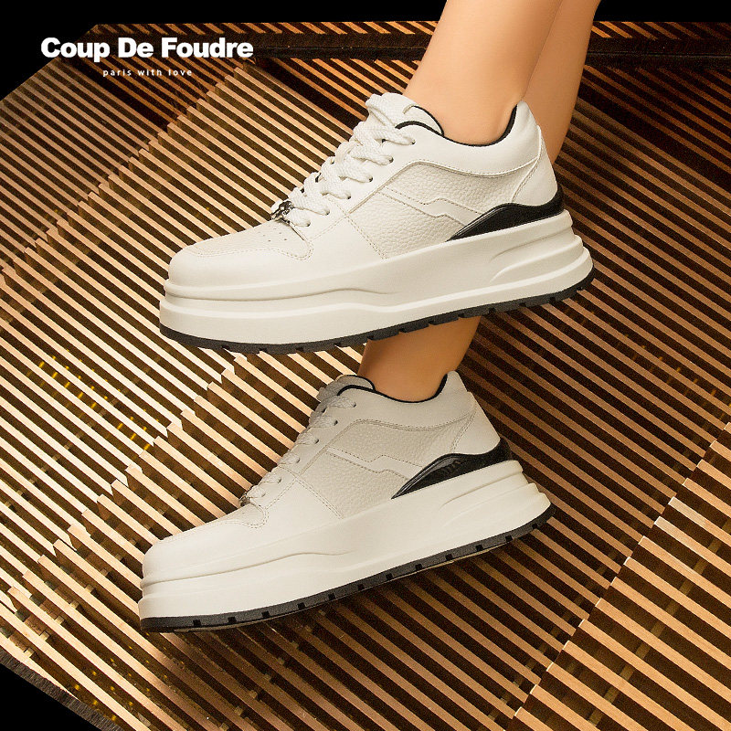 CDF女鞋轻奢时尚秋季真皮厚底百搭休闲鞋小白鞋运动鞋板鞋熊猫鞋,女鞋,休闲板鞋,淘宝优惠券,粉丝福利购,淘宝优惠卷