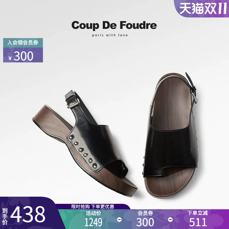 CDF女鞋2025夏季新款复古厚底罗马凉鞋时尚百搭真皮简约套趾凉鞋