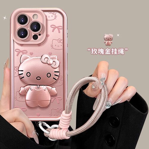 粉色kt猫镜子支架手机壳