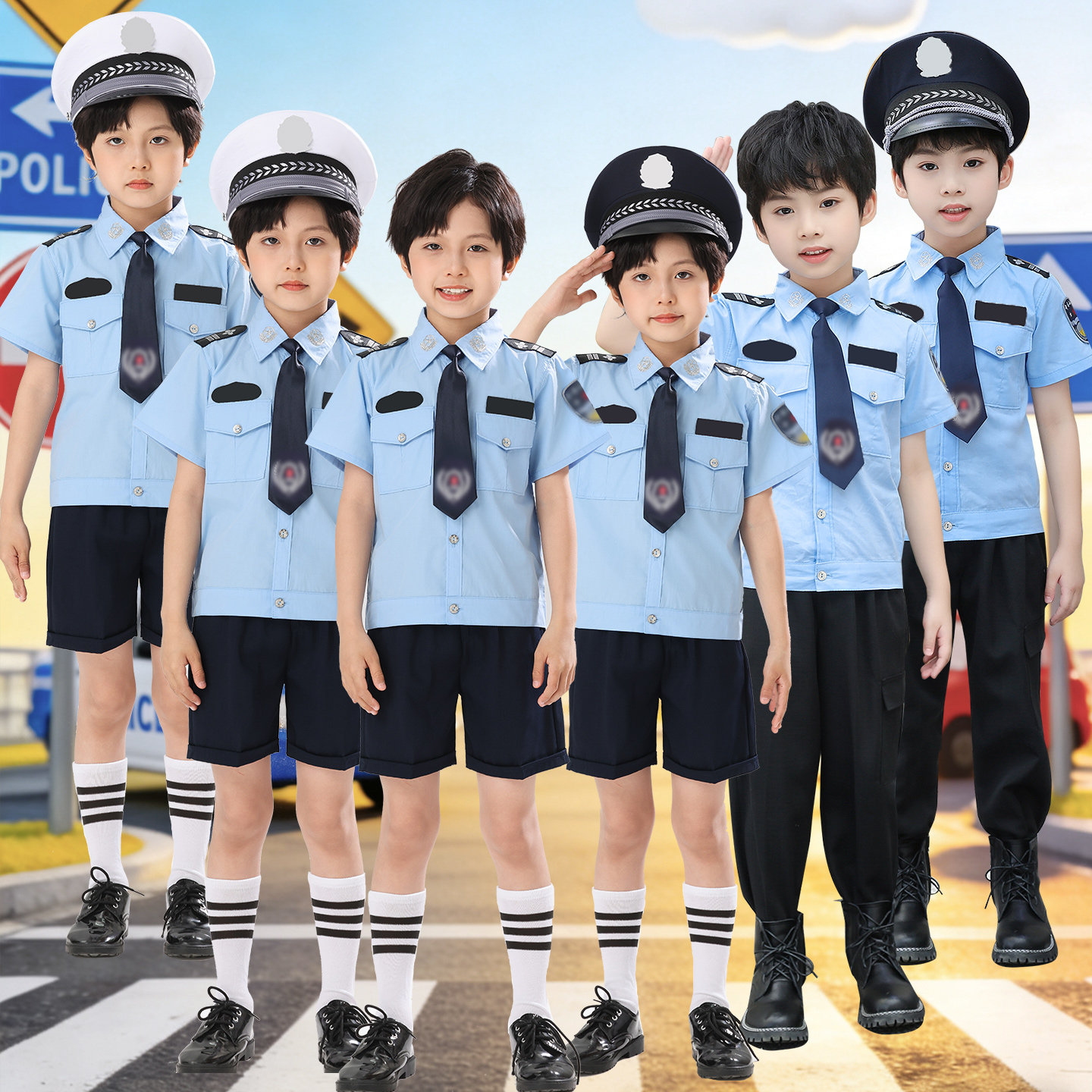 儿童警察服警官服套装公安小交警