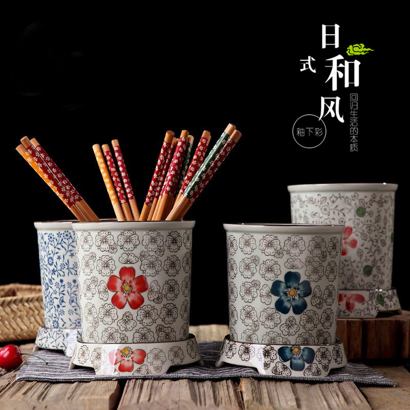 日式釉下彩青花瓷大号单座接水盘