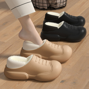 室内家居厚底毛绒保暖包跟棉鞋 外穿2023新款 男 女士冬季 防水棉拖鞋