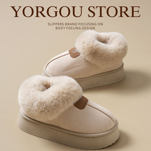 包跟棉鞋女款冬季2024新款加绒毛保暖室内家居家用防滑厚底棉拖鞋