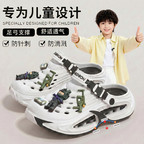 【三角洲】儿童洞洞鞋男2026新款