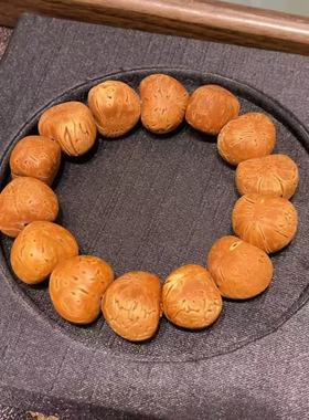 精工脑纹核桃雕刻爱心手串男女款文玩手持盘玩念珠佛珠手链配饰品